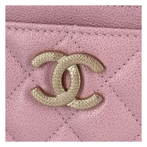 Chanel flap card case calfskin pink