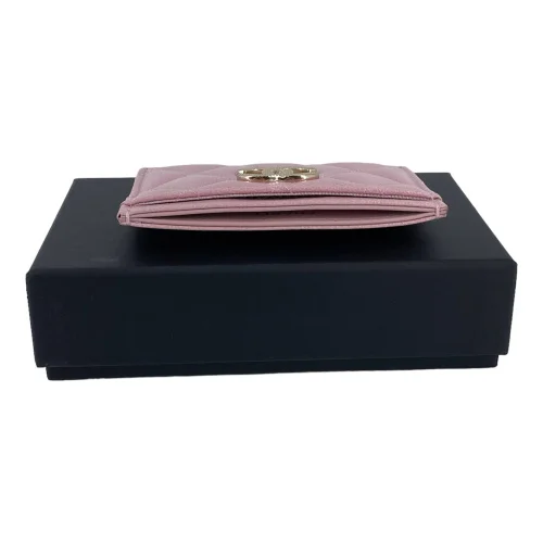 Chanel flap card case calfskin pink