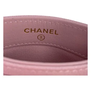 Chanel flap card case calfskin pink