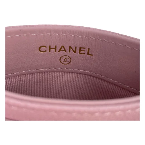 Chanel flap card case calfskin pink