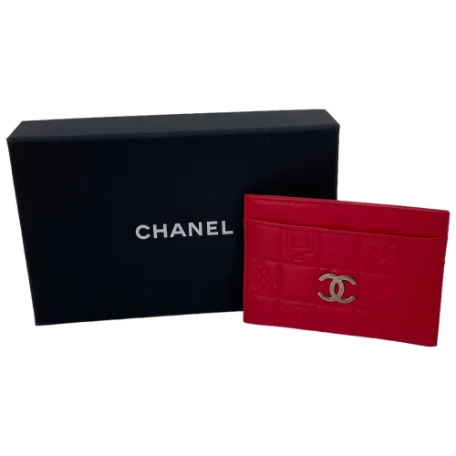 Chanel Kartenetui Lammleder Rot