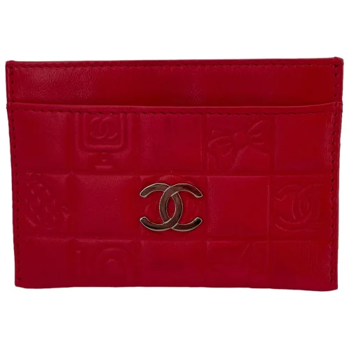 Chanel card holder lambskin red