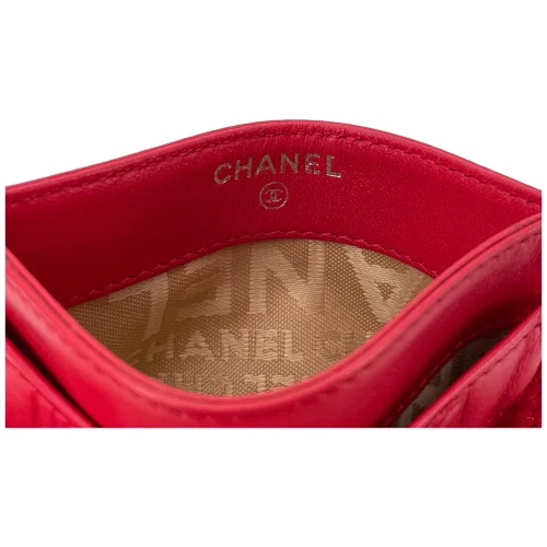 Chanel Kartenetui Lammleder Rot