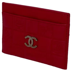 Chanel Kartenetui Lammleder Rot