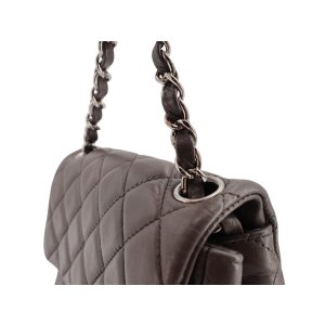 Chanel Mini Square Flap Bag Lambskin Grey SHW