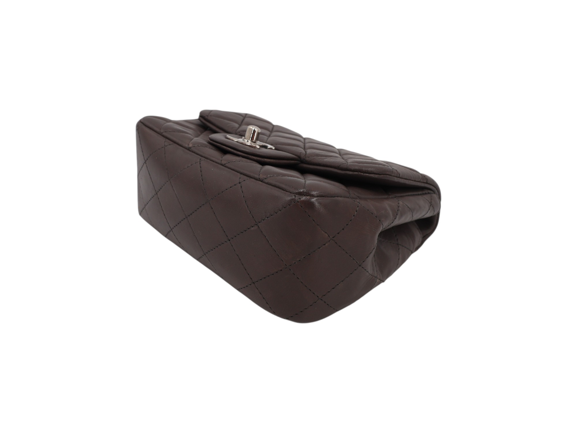 Chanel Mini Square Flap Bag Lambskin Grey SHW I Love Handbags