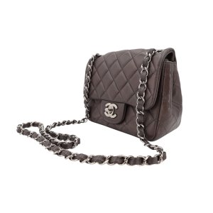 Chanel Mini Square Flap Bag Lambskin Grey SHW