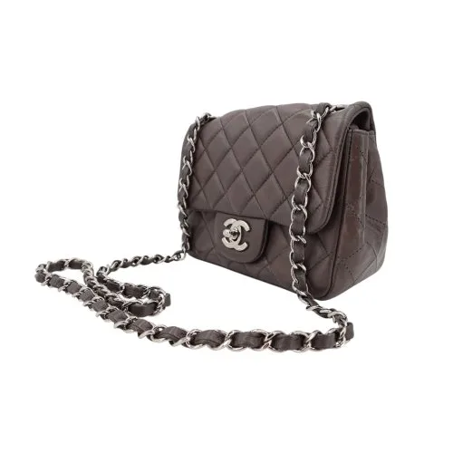 Chanel Mini Square Flap Bag Lambskin Grey SHW Chanel Chanel 6