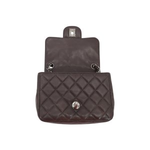 Chanel Mini Square Flap Bag Lambskin Grey SHW