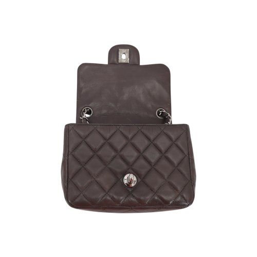 Chanel Mini Square Flap Bag Lambskin Grey SHW