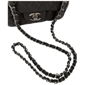 Chanel Mini Square Flap Bag Lammleder Grau SHW