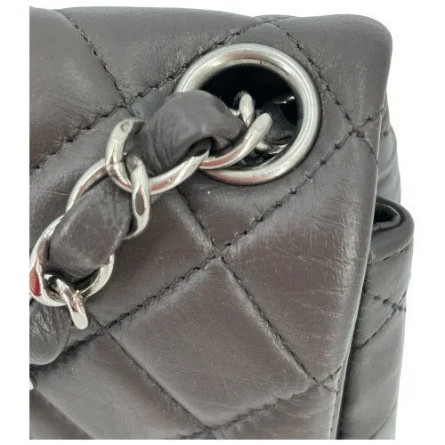 Chanel Mini Square Flap Bag Lammleder Grau SHW