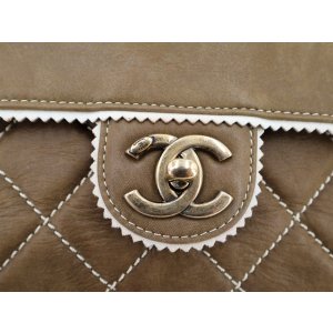 Chanel Single Flap Bag Medium Khaki