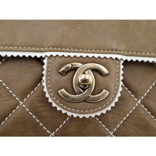 Chanel Single Flap Bag Medium Khaki
