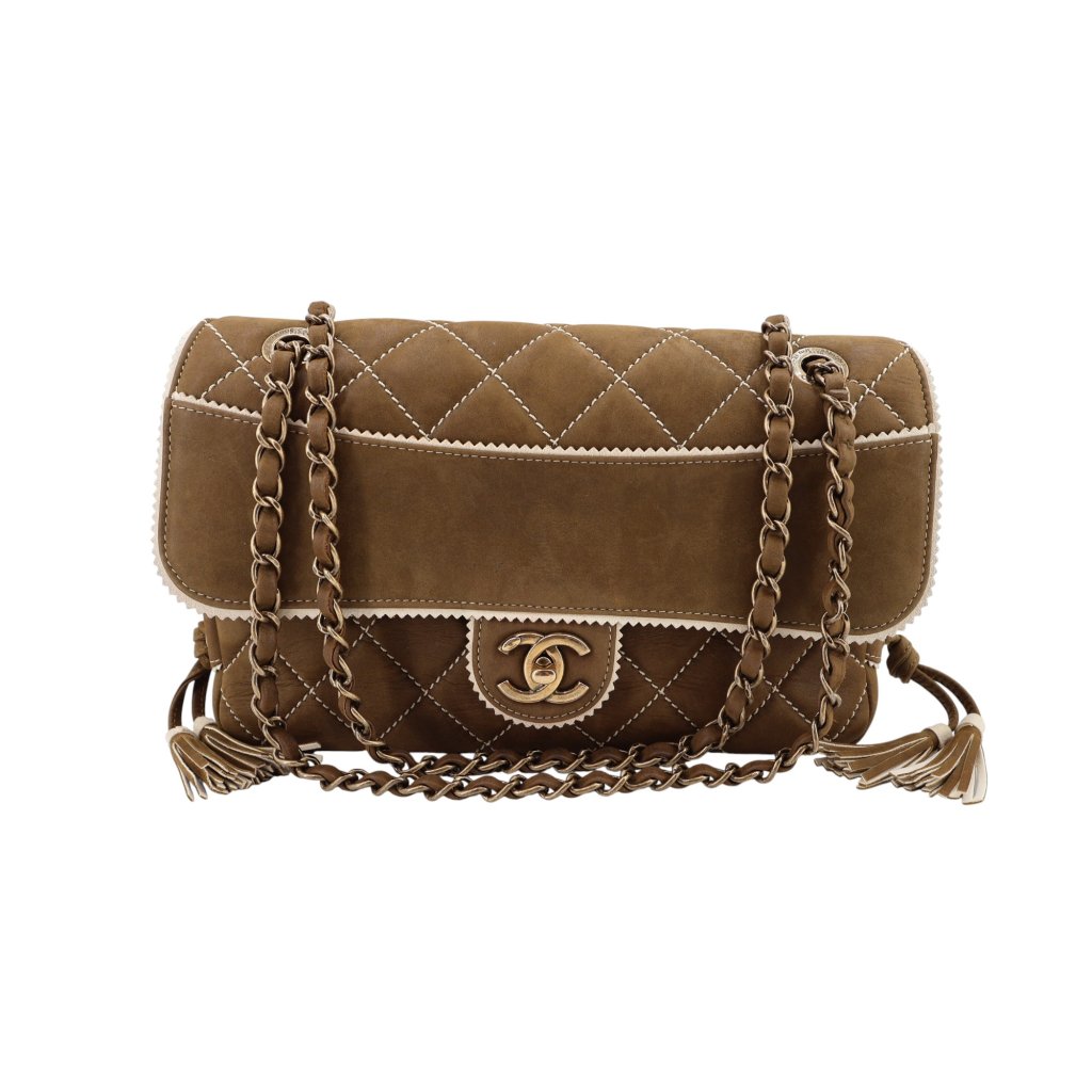 Chanel Single Flap Bag Medium Khaki