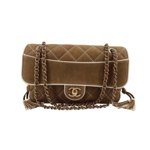 Chanel Single Flap Bag Medium Khaki