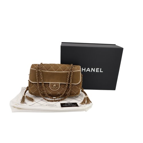 Chanel Single Flap Bag Medium Khaki