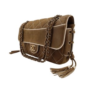 Chanel Single Flap Bag Medium Khaki
