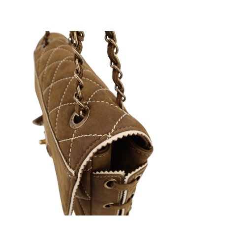 Chanel Single Flap Bag Medium Khaki