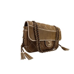 Chanel Single Flap Bag Medium Khaki