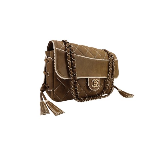Chanel Single Flap Bag Medium Khaki