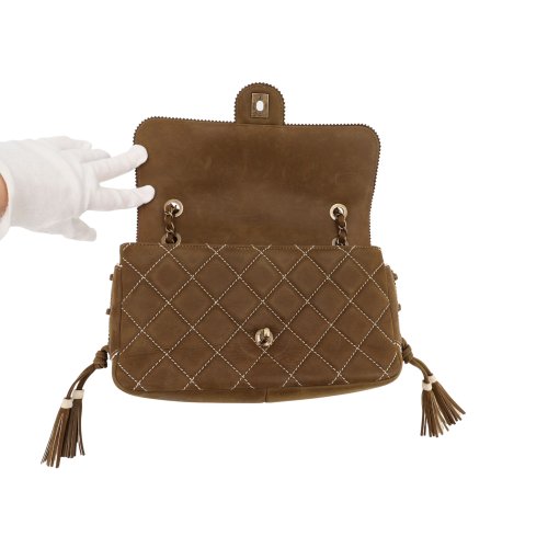 Chanel Single Flap Bag Medium Khaki