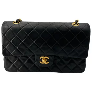 Chanel Timeless Double Flap Bag Medium Lambskin Black GHW