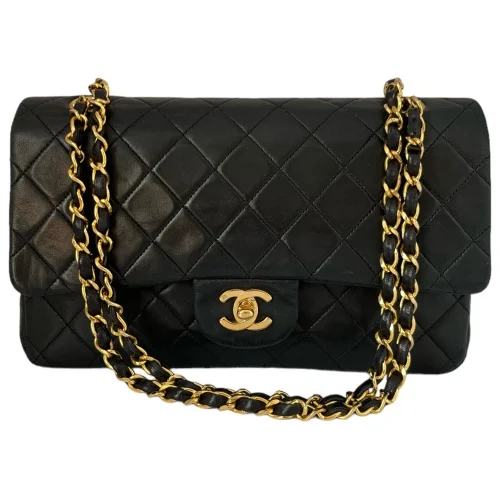 Chanel Timeless Double Flap Bag Medium Lambskin Black GHW