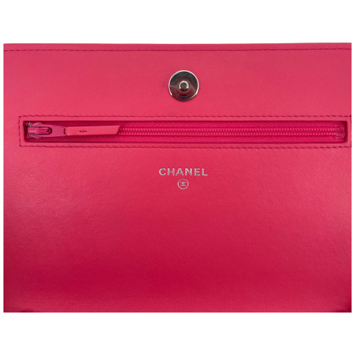 Chanel Wallet on Chain WOC Camellia Calfskin Fuchsia