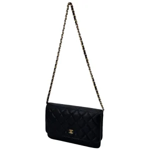 Chanel Wallet on Chain WOC Pochette Calfskin Black