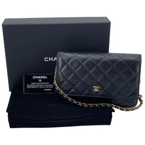 Chanel Wallet on Chain WOC Pochette Calfskin Black