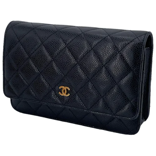 Chanel Wallet on Chain WOC Pochette Calfskin Black