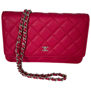 Chanel Wallet on Chain WOC Pochette Calfskin Dark Pink