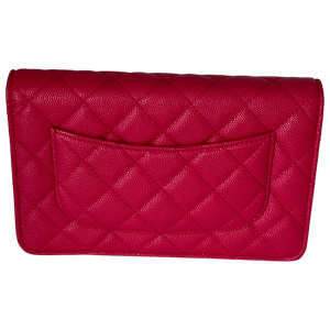 Chanel Wallet on Chain WOC Pochette Calfskin Dark Pink