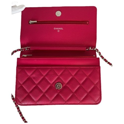 Chanel Wallet on Chain WOC Pochette Calfskin Dark Pink