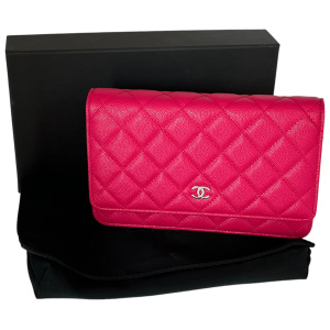 Chanel Wallet on Chain WOC Pochette Calfskin Dark Pink