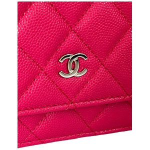 Chanel Wallet on Chain WOC Pochette Calfskin Dark Pink