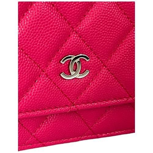 Chanel Wallet on Chain WOC Pochette Calfskin Dark Pink