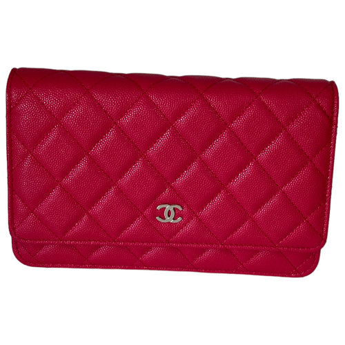 Chanel Wallet on Chain WOC Pochette Calfskin Dark Pink