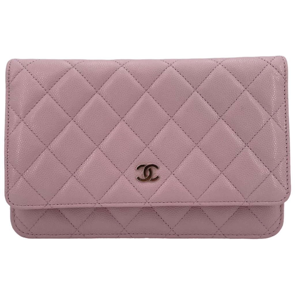 Chanel Iridescent Quilted Lambskin WOC Wallet On Chain Silver