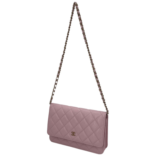 Chanel Wallet on Chain WOC Pochette Calfskin Light Pink Pink