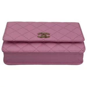 Chanel Wallet on Chain WOC Pochette Calfskin Pink GHW