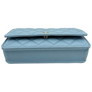 Chanel Wallet on Chain WOC Pochette Kalbsleder Sky Blue GHW