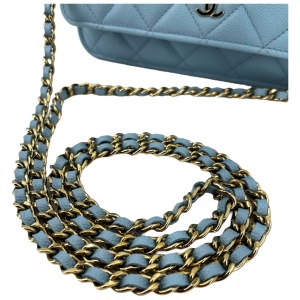 Chanel Wallet on Chain WOC Pochette Kalbsleder Sky Blue GHW