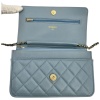 Chanel Wallet on Chain WOC Pochette Kalbsleder Sky Blue GHW Chanel Chanel 28 Chanel Wallet on Chain WOC Pochette Kalbsleder Sky Blue GHW Chanel Chanel 28