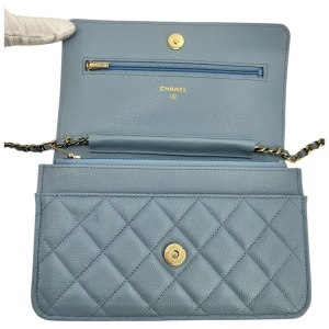 Chanel Wallet on Chain WOC Pochette Kalbsleder Sky Blue GHW