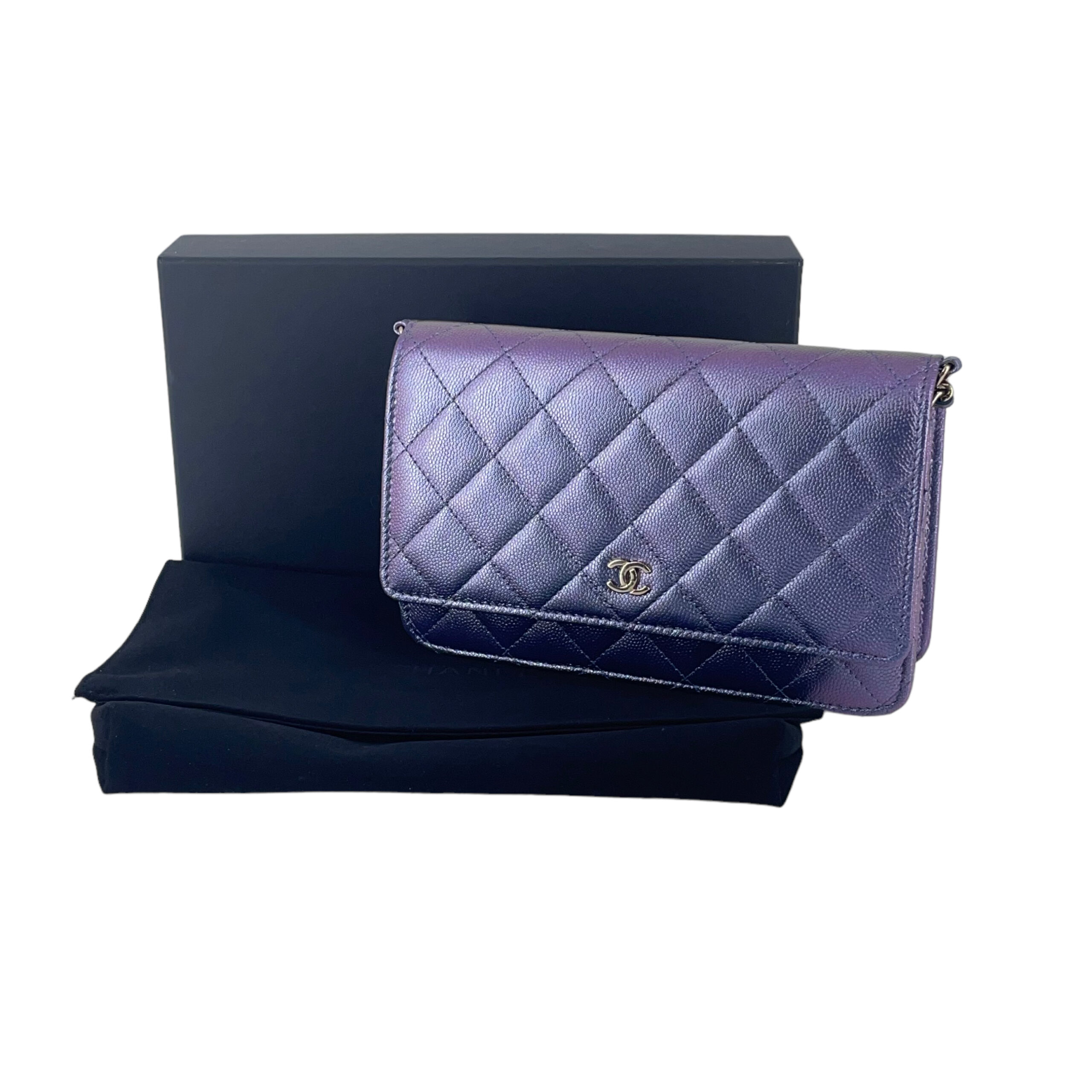 Chanel Wallet on Chain WOC Pochette Kalbsleder Iridescent Purple - I Love  Handbags