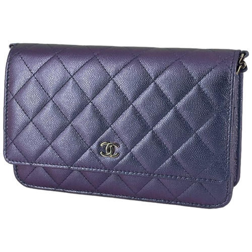 Chanel Wallet on Chain WOC Pochette Calfskin Iridescent Purple