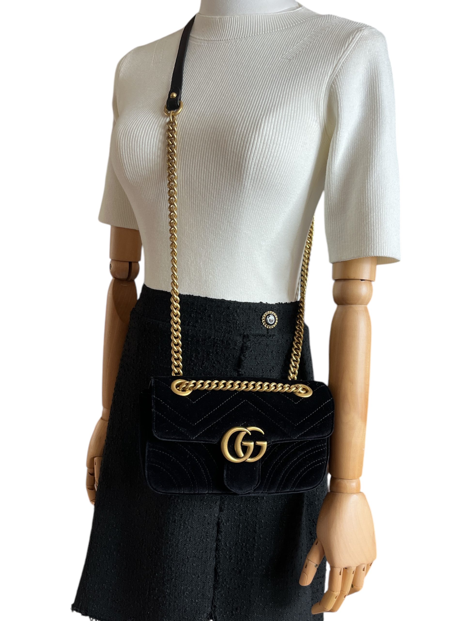 Marmont Mini Samt Gucci Tasche Gucci Marmont Mini Samt Schwarz I