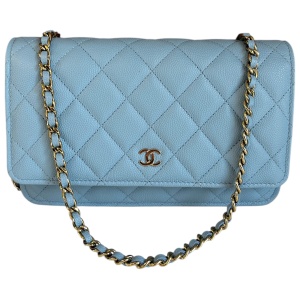 Chanel Wallet on Chain WOC Pochette Kalbsleder Sky Blue GHW